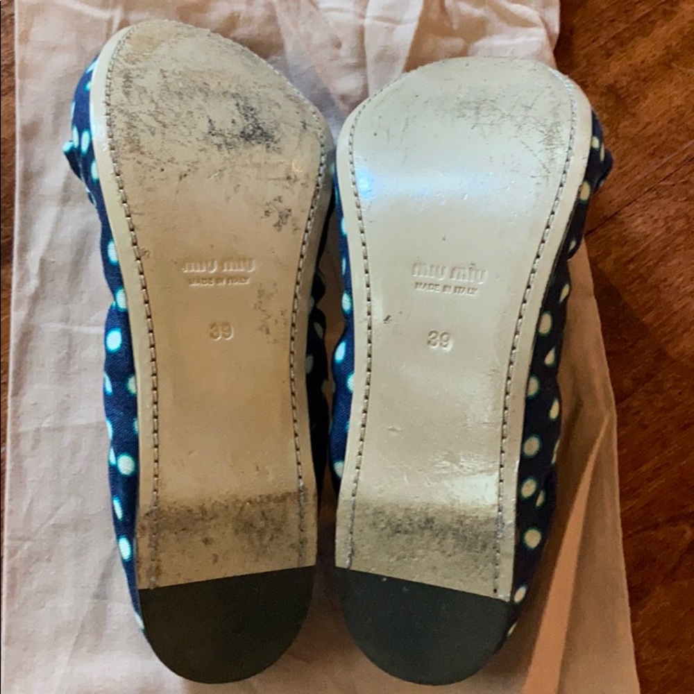 Euc Miu Miu Polka Dot Ballet Flats - Size 9 - image 3